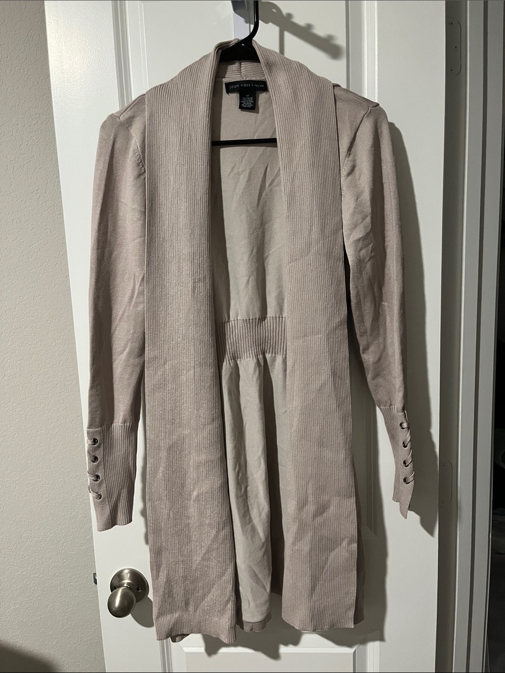 Joan Vass Open-Front Long Cardigan Jacket - Taupe
